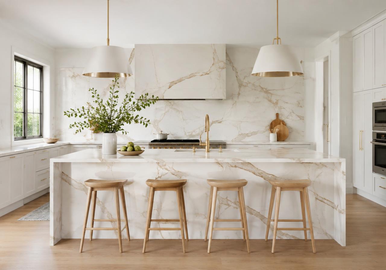 Calacatta Gold porcelain installed